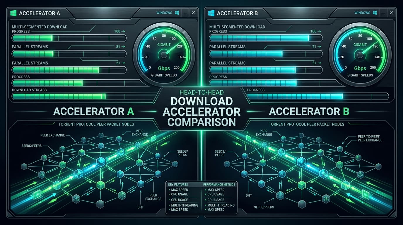 Internet Download Manager (IDM) vs Free Download Manager (FDM) Speed and Feature Comparison on Windows
