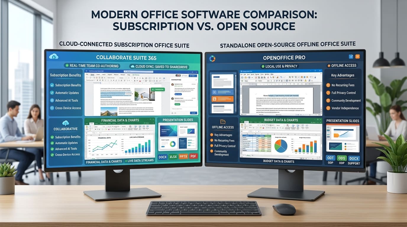 Microsoft 365 vs LibreOffice Office Suite Comparison — Word Processing, Spreadsheets, and File Formats