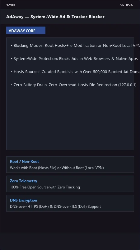 AdAway: Root & Non-Root Host-Based Ad Blocker official screenshot preview 1