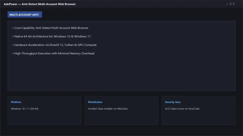 AdsPower: Professional Antidetect Multi-Accounting Browser official screenshot preview 1