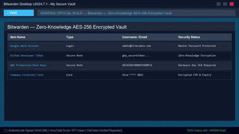 Bitwarden: Open-Source Encrypted Password Vault official screenshot preview 1