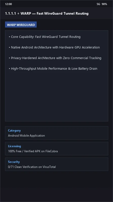 1.1.1.1 + WARP: Safer, Faster Internet & WireGuard DNS official screenshot preview 1