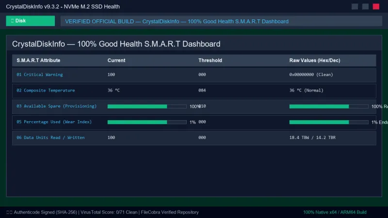 CrystalDiskInfo: SSD & Hard Drive Health S.M.A.R.T Checker official screenshot preview 1