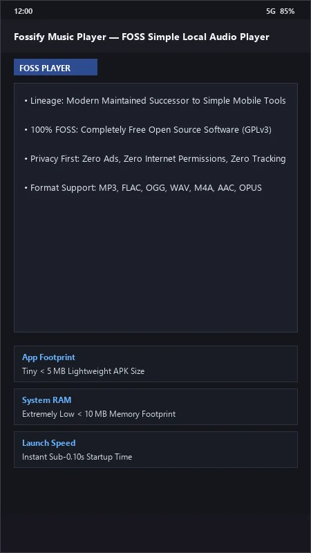 Fossify Music Player: Clean Offline Audio & Tag Editor official screenshot preview 1