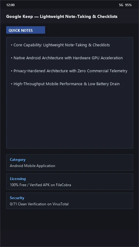 Google Keep: Fast Color-Coded Notes, Checklists & Voice Memos official screenshot preview 1