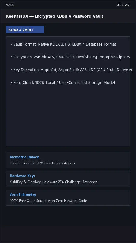 KeePassDX: Biometric Secure Password Manager official screenshot preview 1