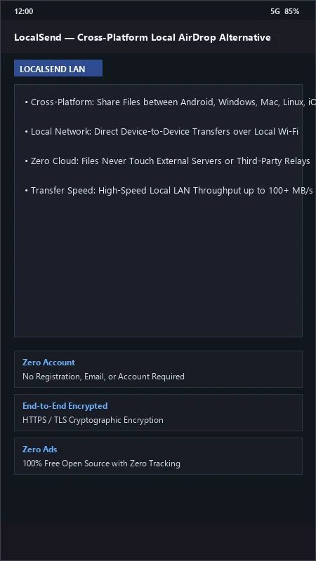 LocalSend: Cross-Platform Encrypted Local Network File Sharing official screenshot preview 1