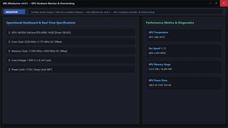 MSI Afterburner: GPU Overclocking & In-Game FPS Overlay official screenshot preview 1