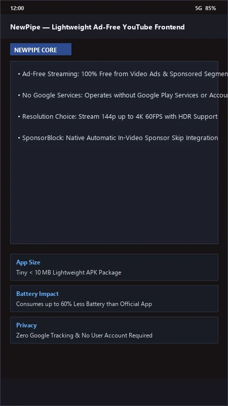 NewPipe: Lightweight Ad-Free Streaming Frontend official screenshot preview 1