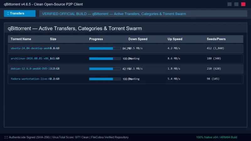 qBittorrent: Clean, Ad-Free Open-Source Torrent Client official screenshot preview 1