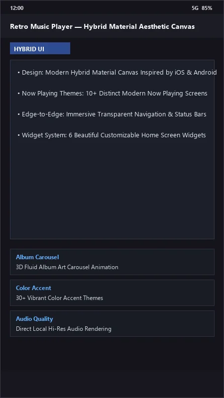 Retro Music Player: Material You Offline Audio Player official screenshot preview 1