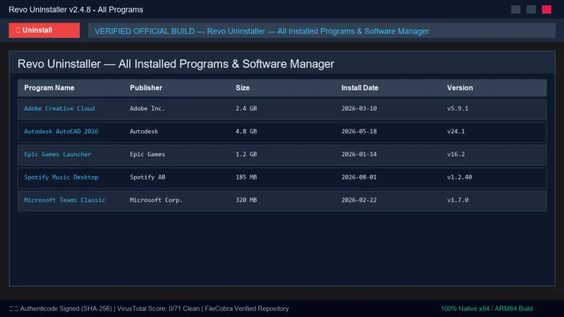 Revo Uninstaller: Deep Software & Leftovers Remover official screenshot preview 1