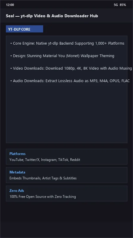 Seal: yt-dlp Video & Audio Downloader with Material You official screenshot preview 1
