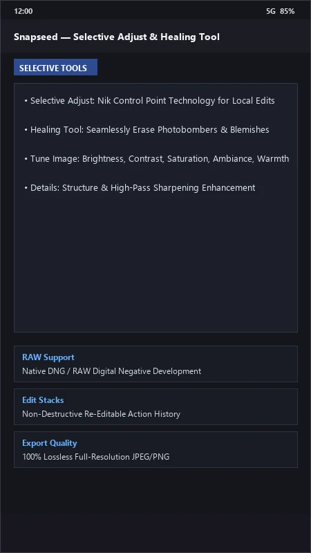 Snapseed: Professional RAW Photo Editor & Retouch Suite official screenshot preview 1
