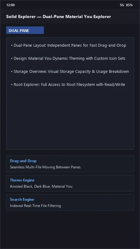 Solid Explorer: Dual-Pane Cloud & Archive File Manager official screenshot preview 1