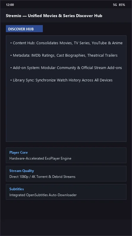 Stremio: Universal Video Streaming & Addons Hub official screenshot preview 1