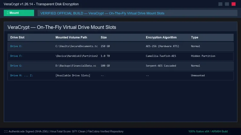 VeraCrypt: Military-Grade On-The-Fly Disk Encryption official screenshot preview 1