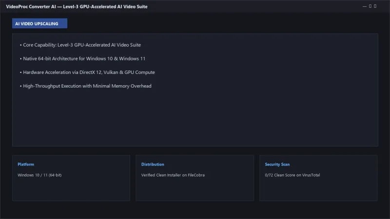 VideoProc Converter AI: 4K/8K AI Video Upscaling, Converter & Screen Recorder official screenshot preview 1