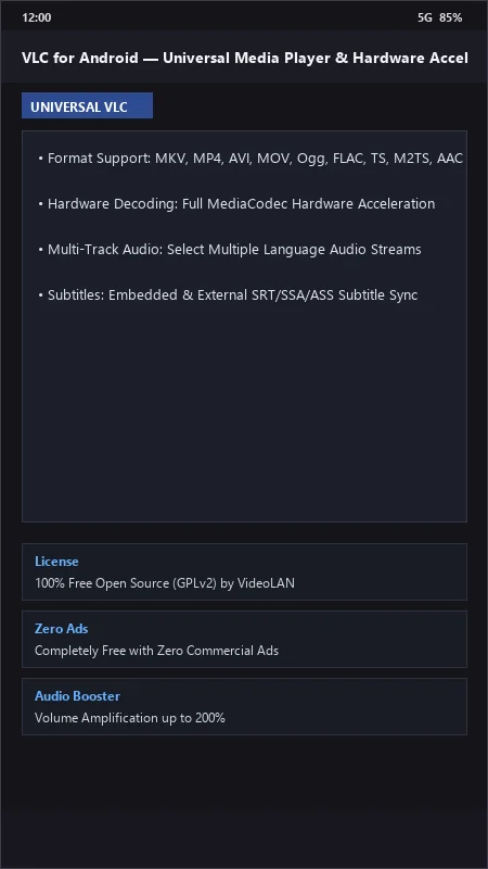 VLC for Android: High Definition Universal Media Player official screenshot preview 1