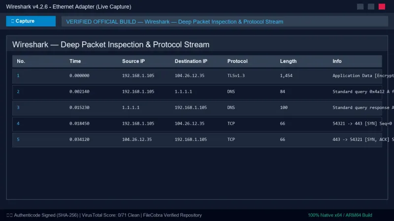Wireshark: Deep Packet Inspection & Network Protocol Analyzer official screenshot preview 1