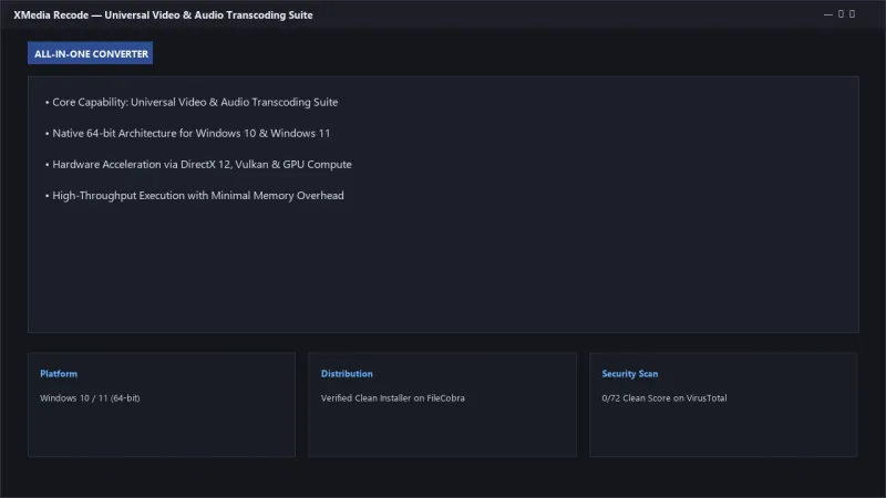XMedia Recode: Universal Video & Audio Transcoder with Hardware Acceleration official screenshot preview 1